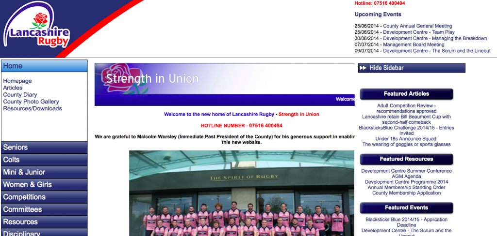 Lancashire Rugby Website