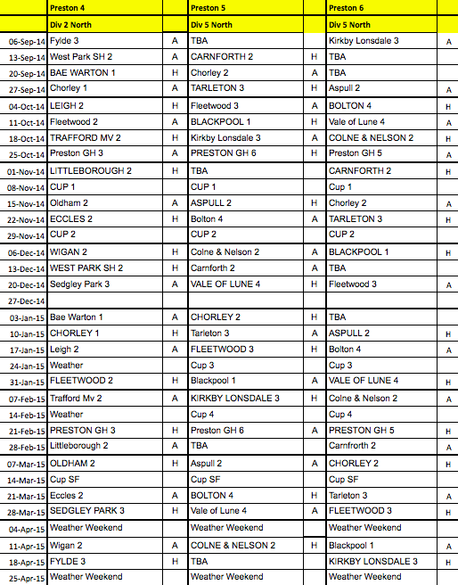 Fixtures 2014-15