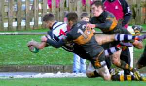 Matt Hughes goes over for another try