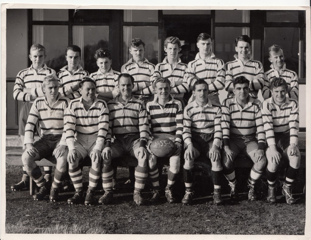 Bob, back row, third from the right with his teammates during the 1955-56 season at Lea
